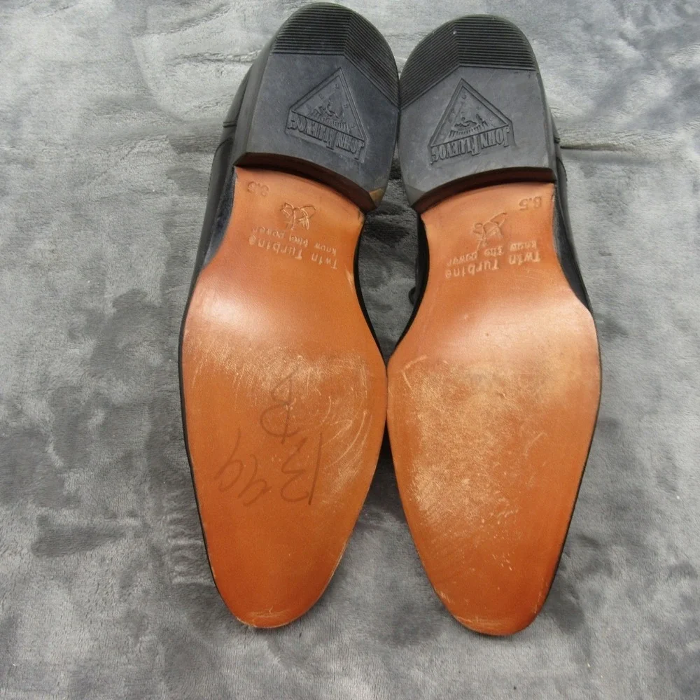 John Fluevog Shoes Men 8.5 Black Leather Oxford Dress Shoes Twin Turbine Formal